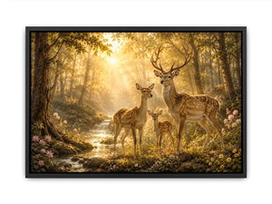   deer family forest canvas art