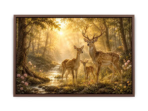   deer family forest canvas art