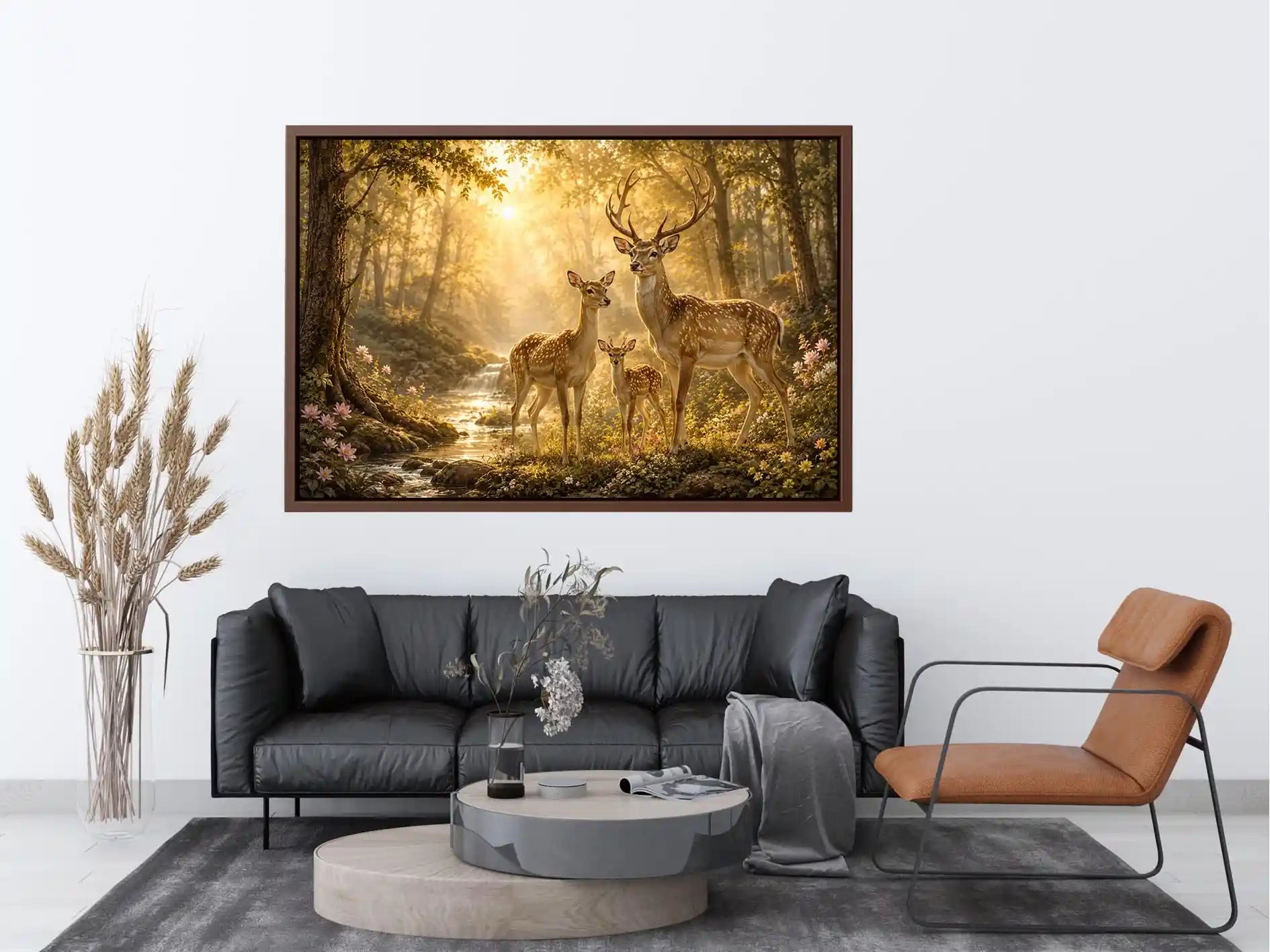   deer family forest canvas art