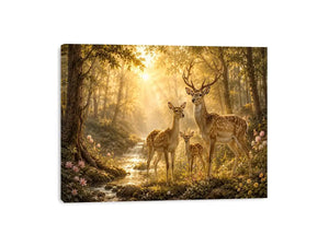   deer family forest canvas art