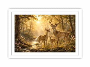   deer family forest canvas art