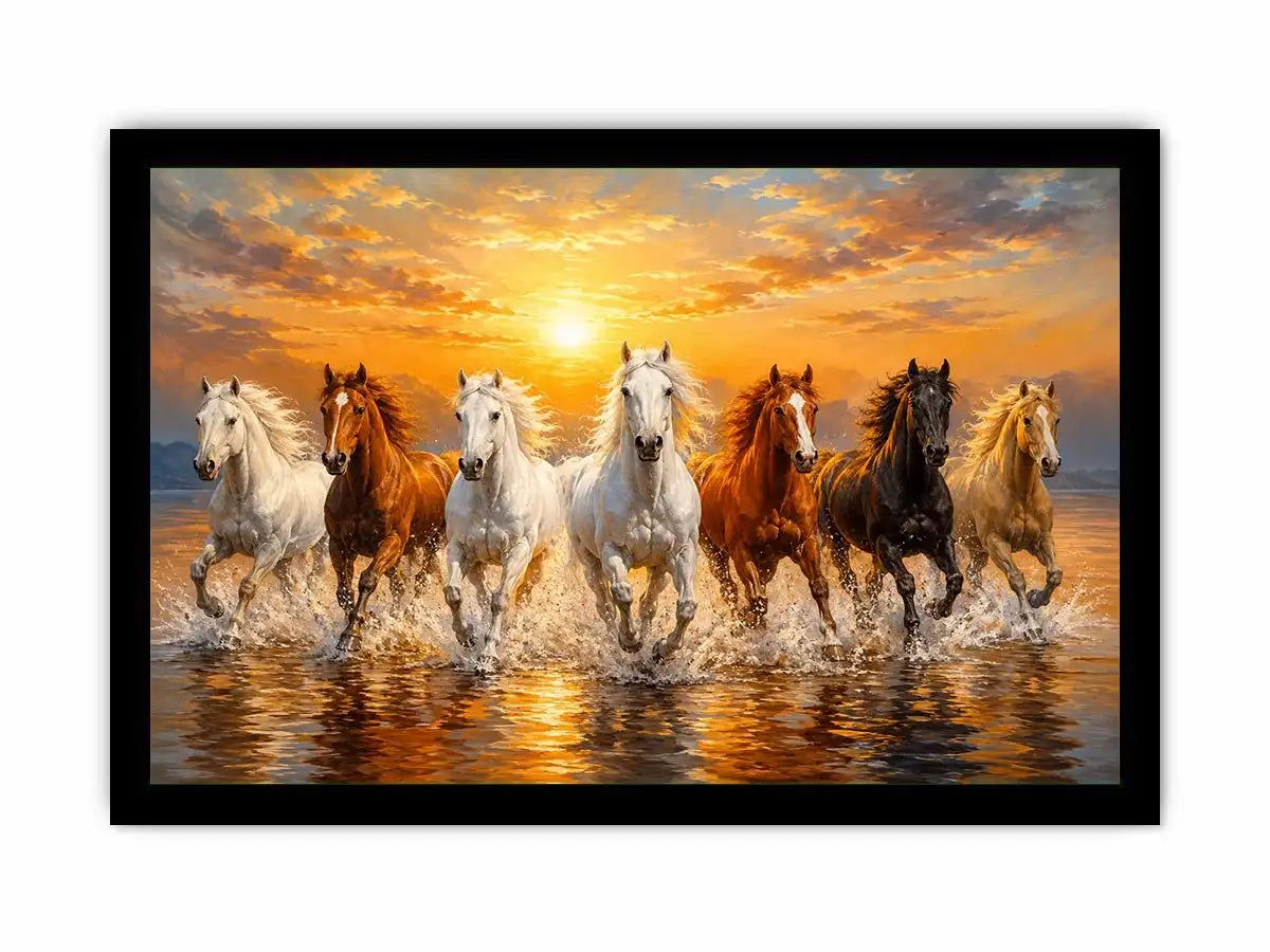   wild horses ocean canvas print