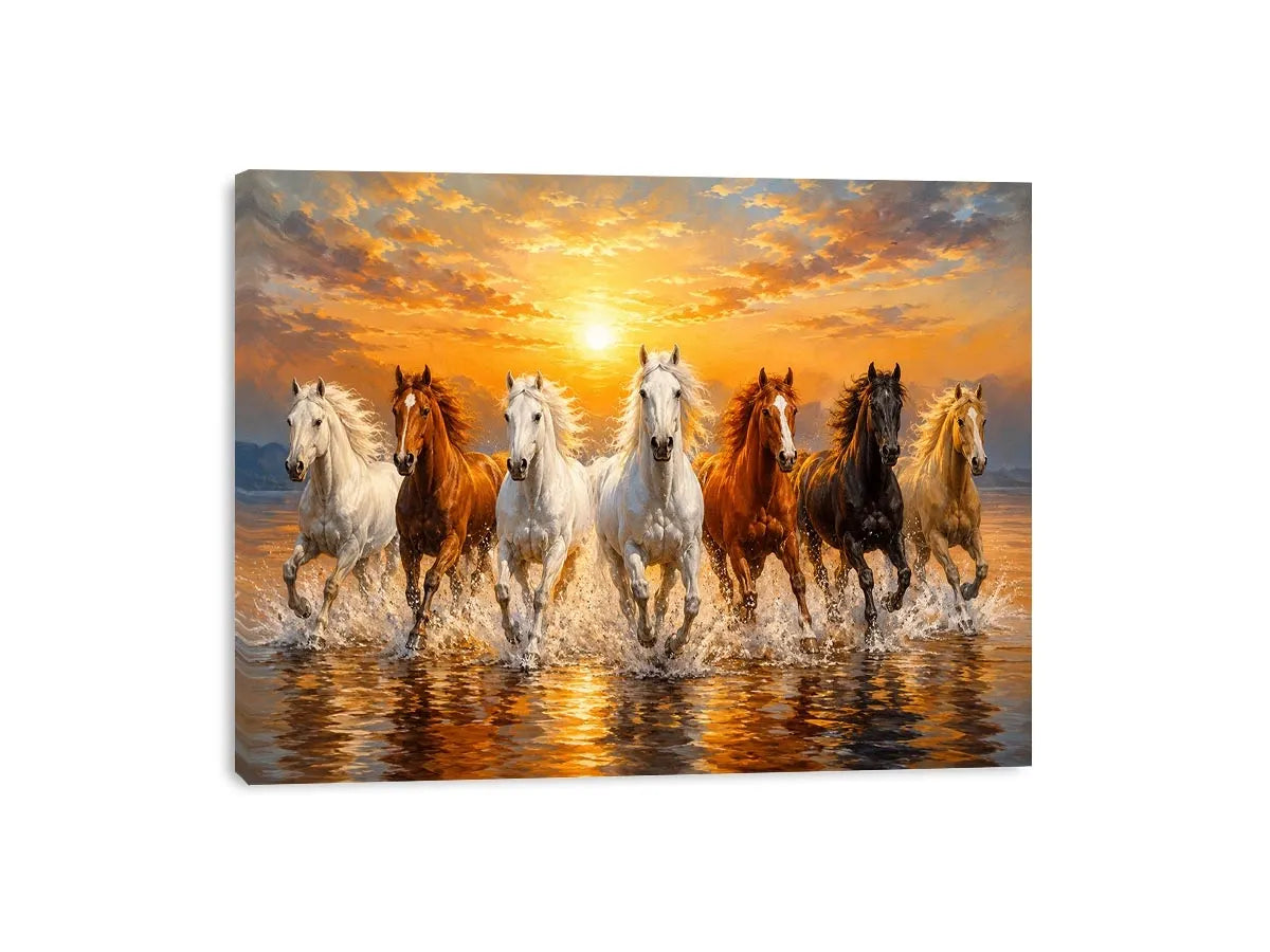   wild horses ocean canvas print