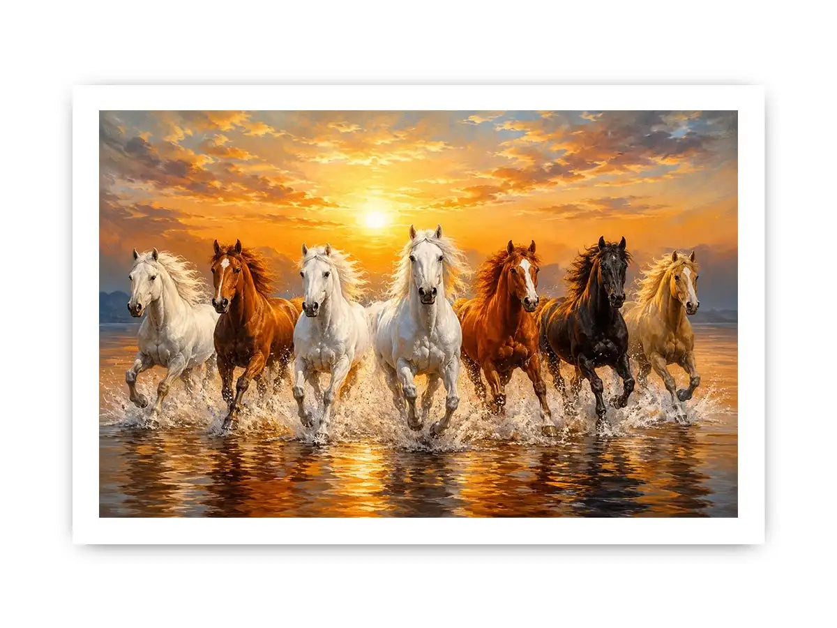   wild horses ocean canvas print