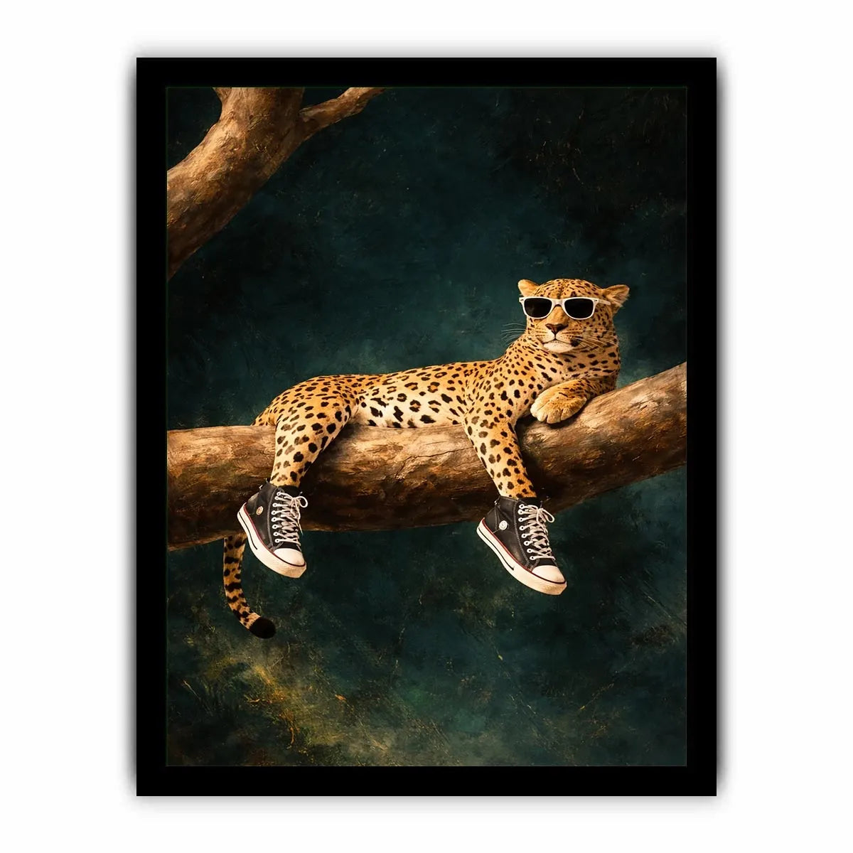   funny leopard sunglasses sneakers canvas art