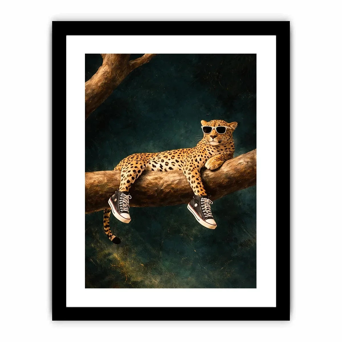   funny leopard sunglasses sneakers canvas art