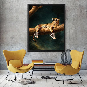   funny leopard sunglasses sneakers canvas art