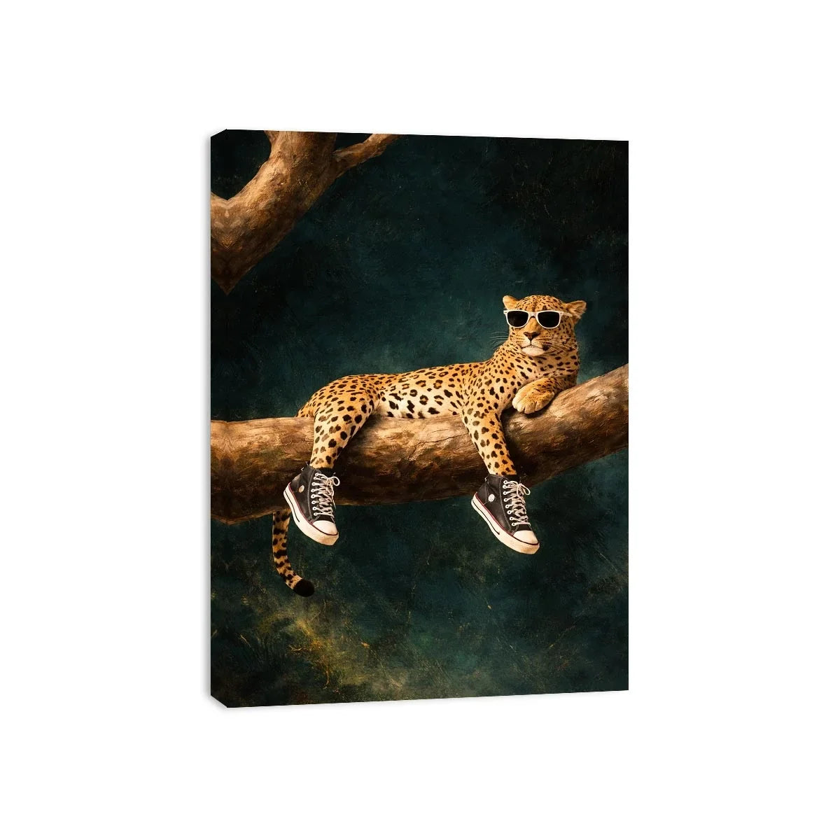   funny leopard sunglasses sneakers canvas art