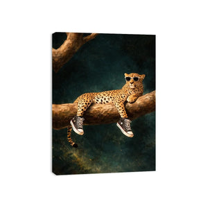   funny leopard sunglasses sneakers canvas art