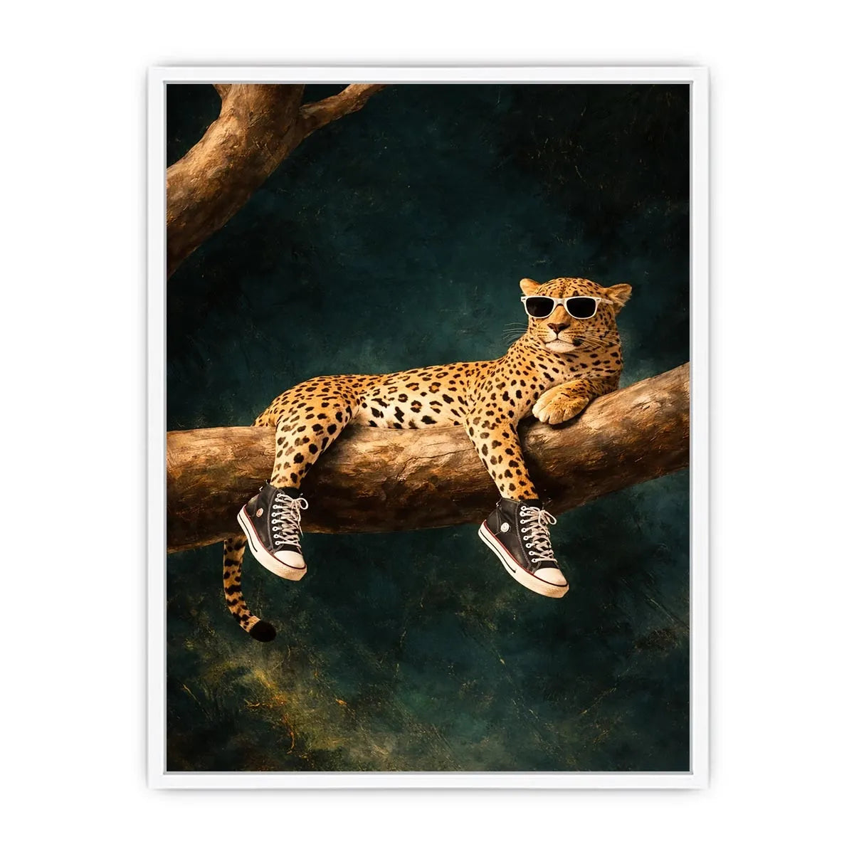   funny leopard sunglasses sneakers canvas art