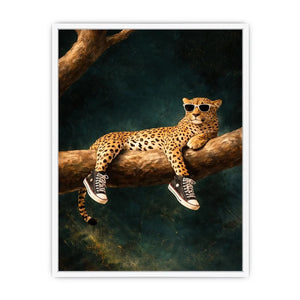   funny leopard sunglasses sneakers canvas art