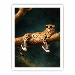   funny leopard sunglasses sneakers canvas art