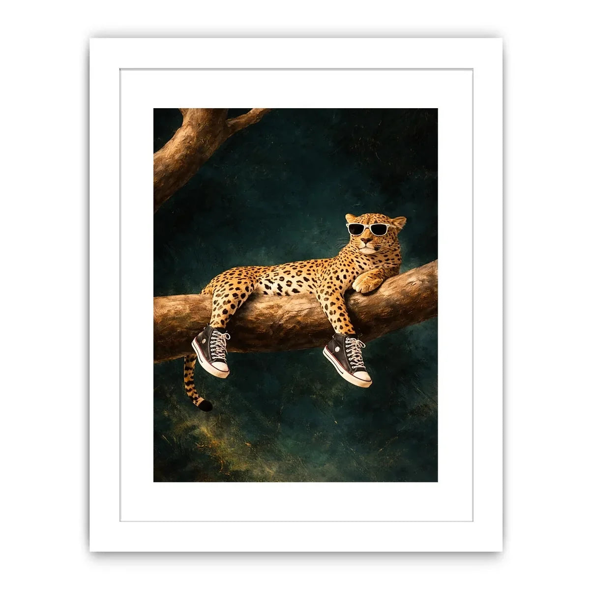   funny leopard sunglasses sneakers canvas art