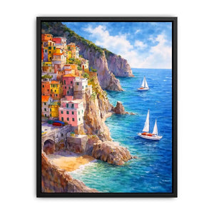   mediterranean cliffside village canvas art