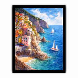   mediterranean cliffside village canvas art