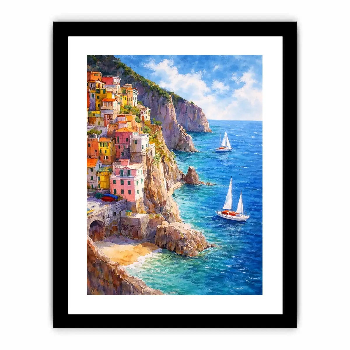   mediterranean cliffside village canvas art