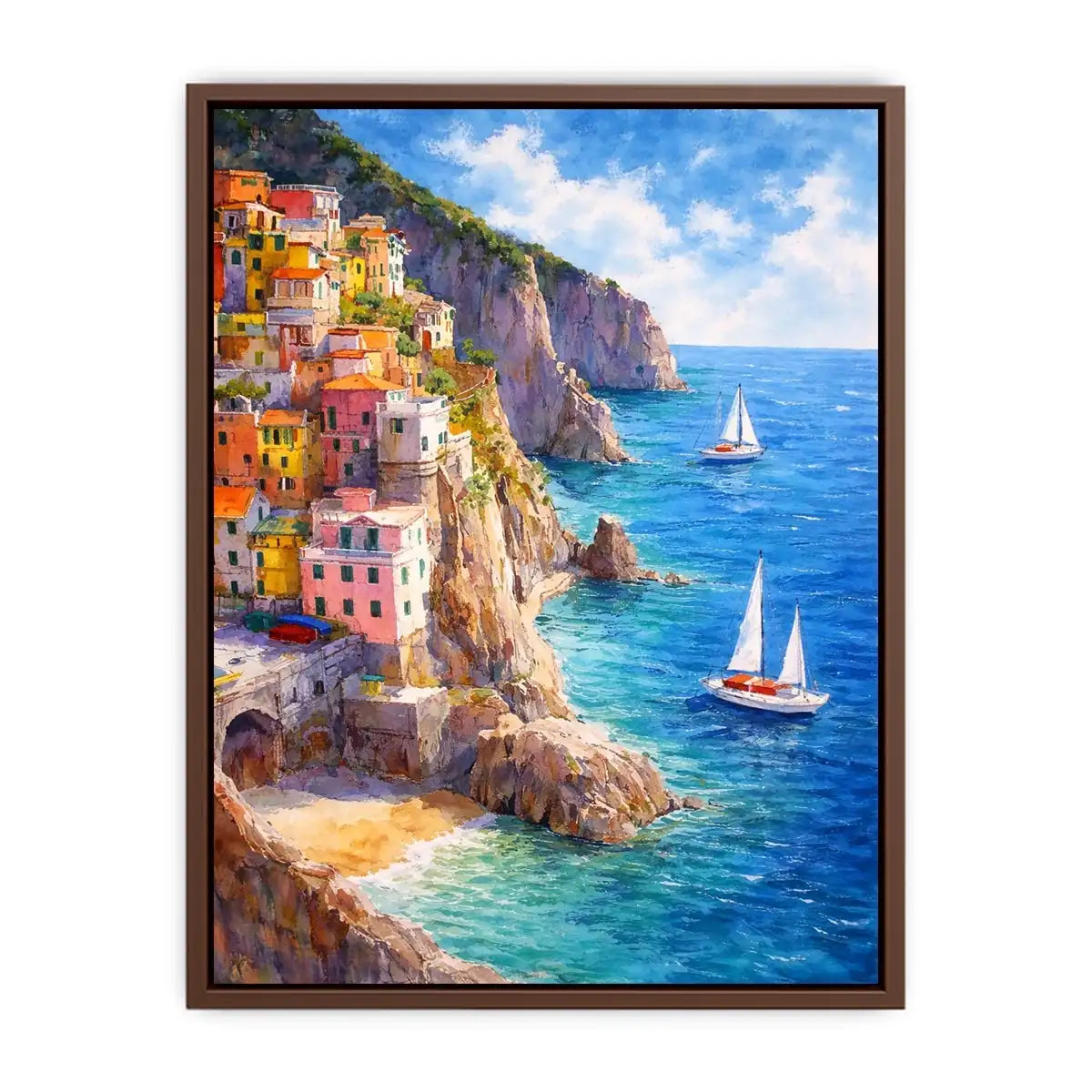   mediterranean cliffside village canvas art