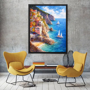   mediterranean cliffside village canvas art