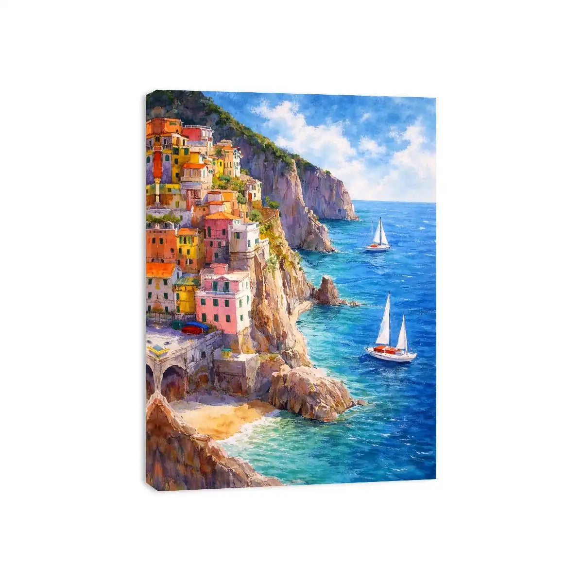   mediterranean cliffside village canvas art