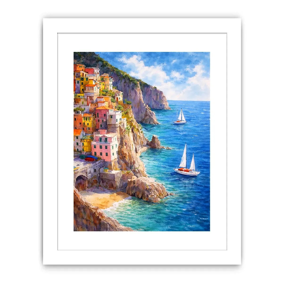   mediterranean cliffside village canvas art
