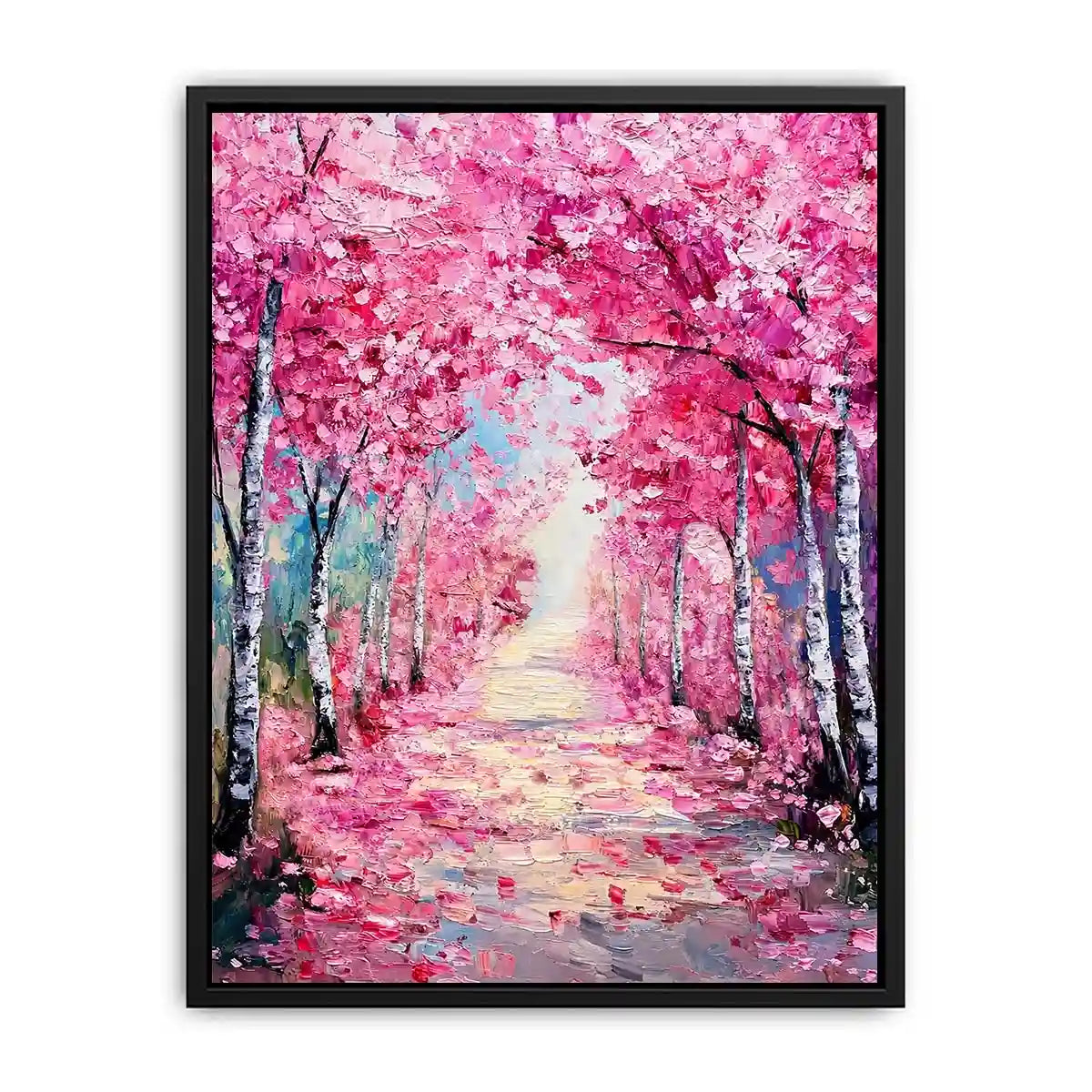   pink blossom pathway canvas print bedroom