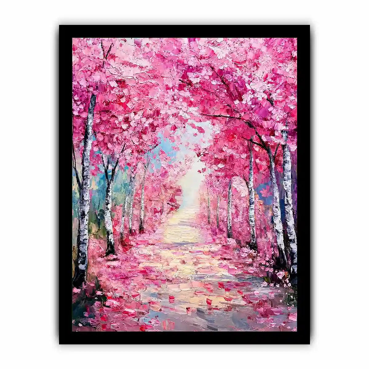   pink blossom pathway canvas print bedroom