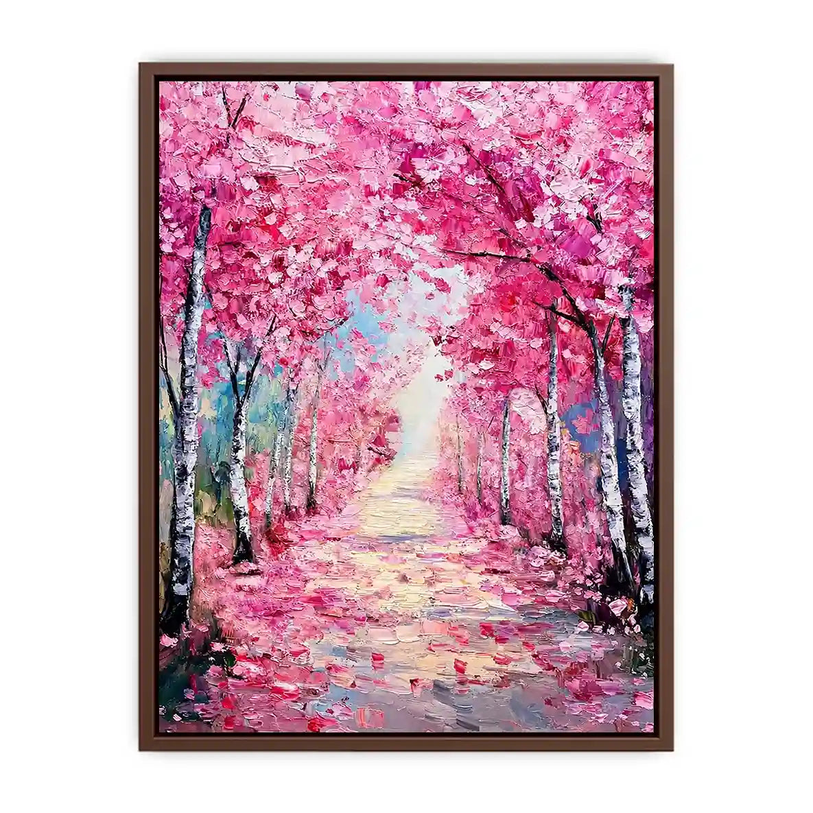   pink blossom pathway canvas print bedroom
