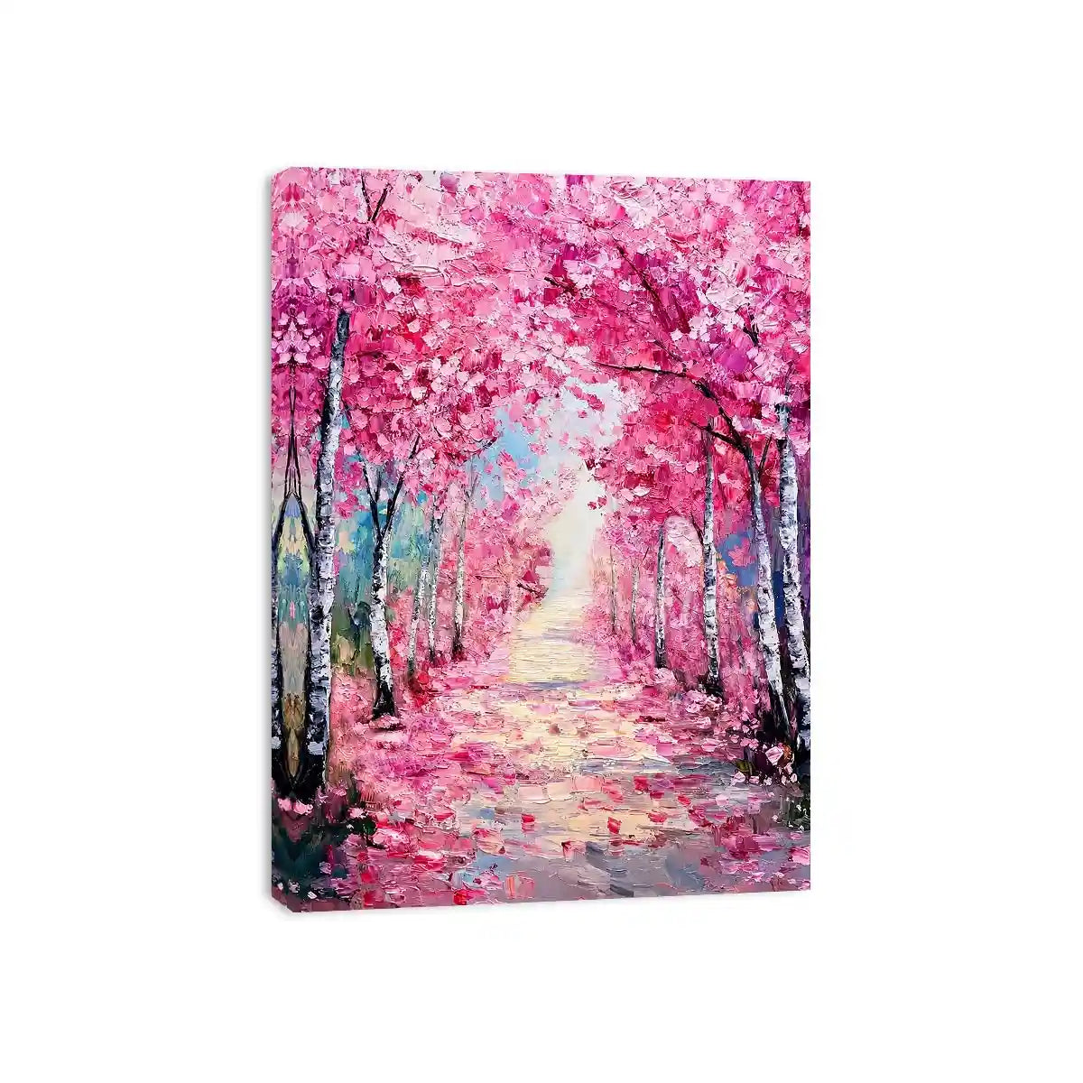   pink blossom pathway canvas print bedroom