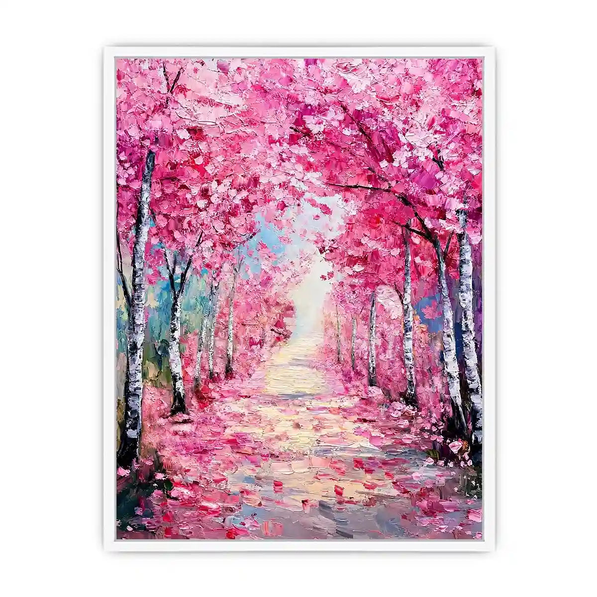   pink blossom pathway canvas print bedroom