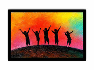   colorful kids silhouette canvas art