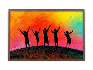   colorful kids silhouette canvas art