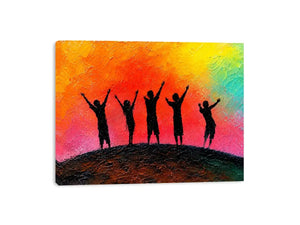  colorful kids silhouette canvas art