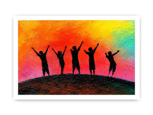   colorful kids silhouette canvas art