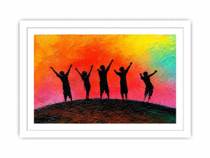   colorful kids silhouette canvas art
