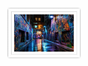   neon graffiti alley wall art