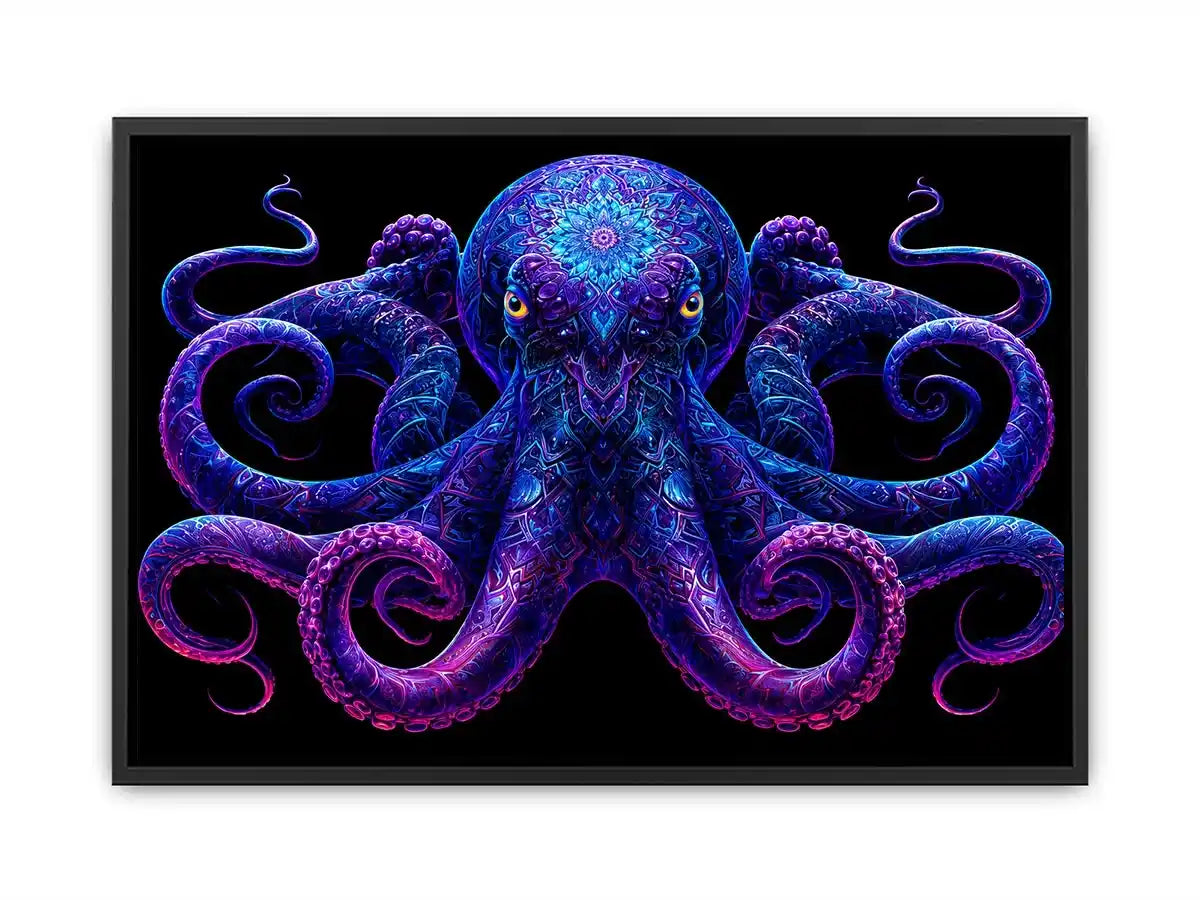   glowing octopus canvas art