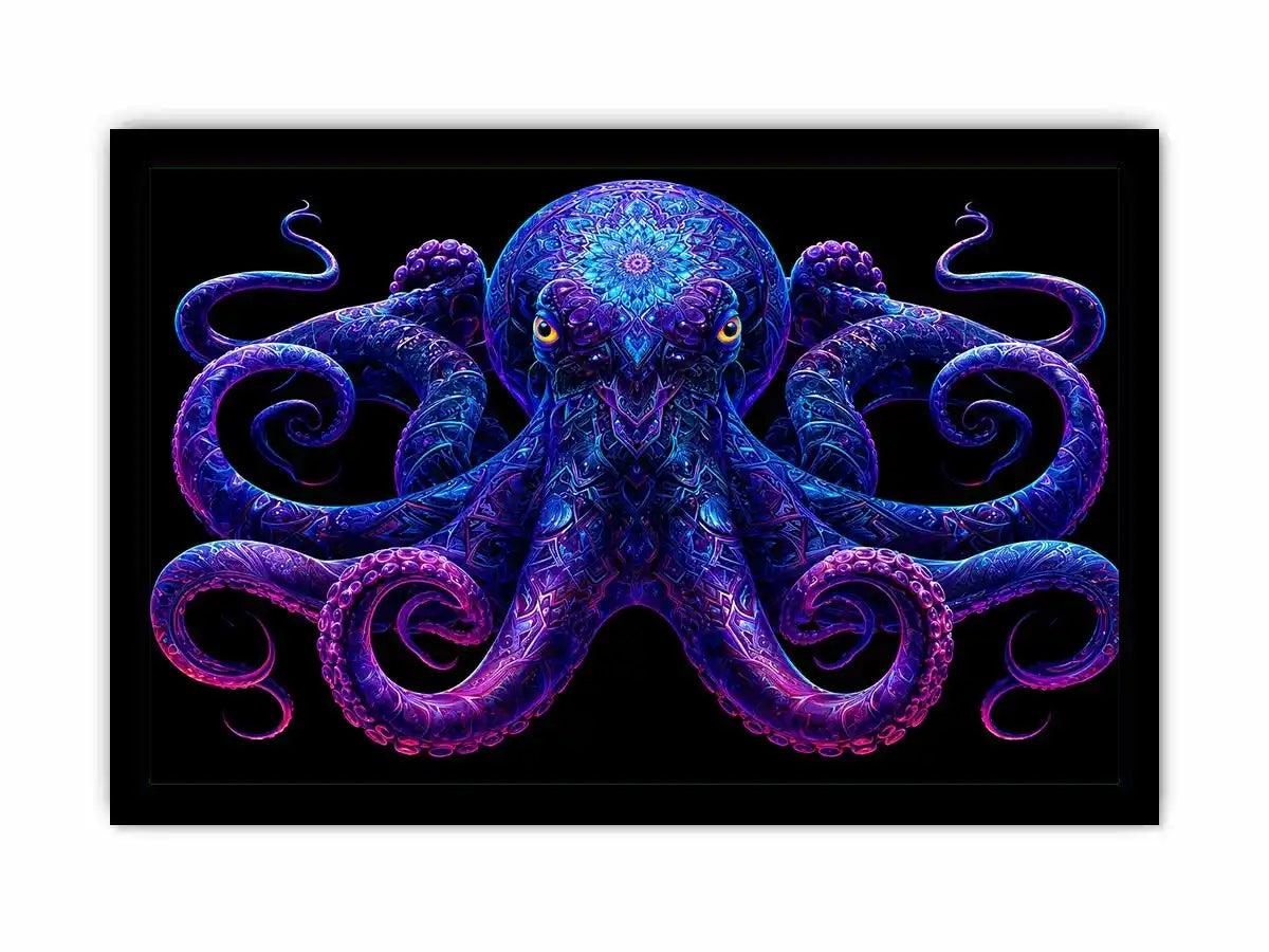   glowing octopus canvas art