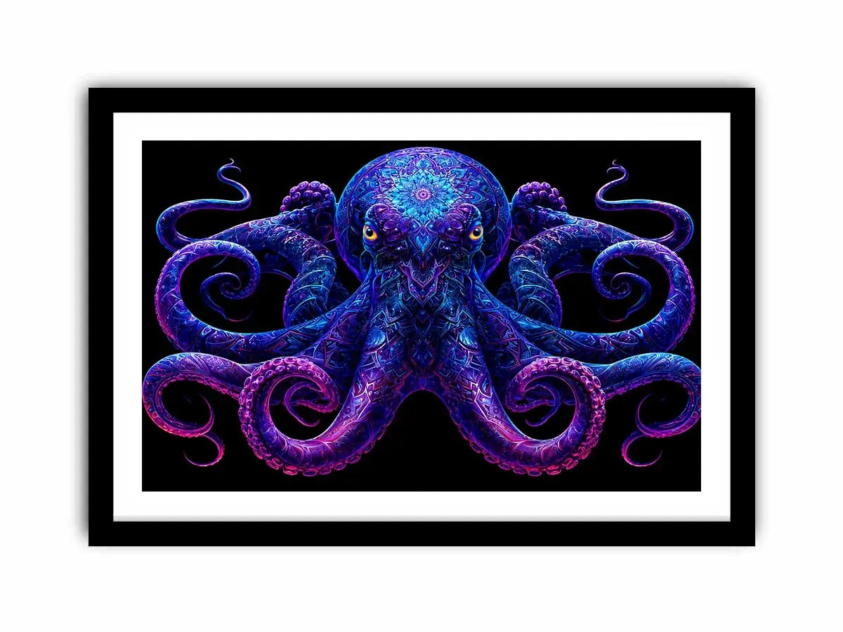   glowing octopus canvas art