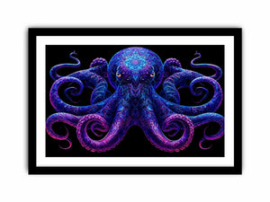   glowing octopus canvas art