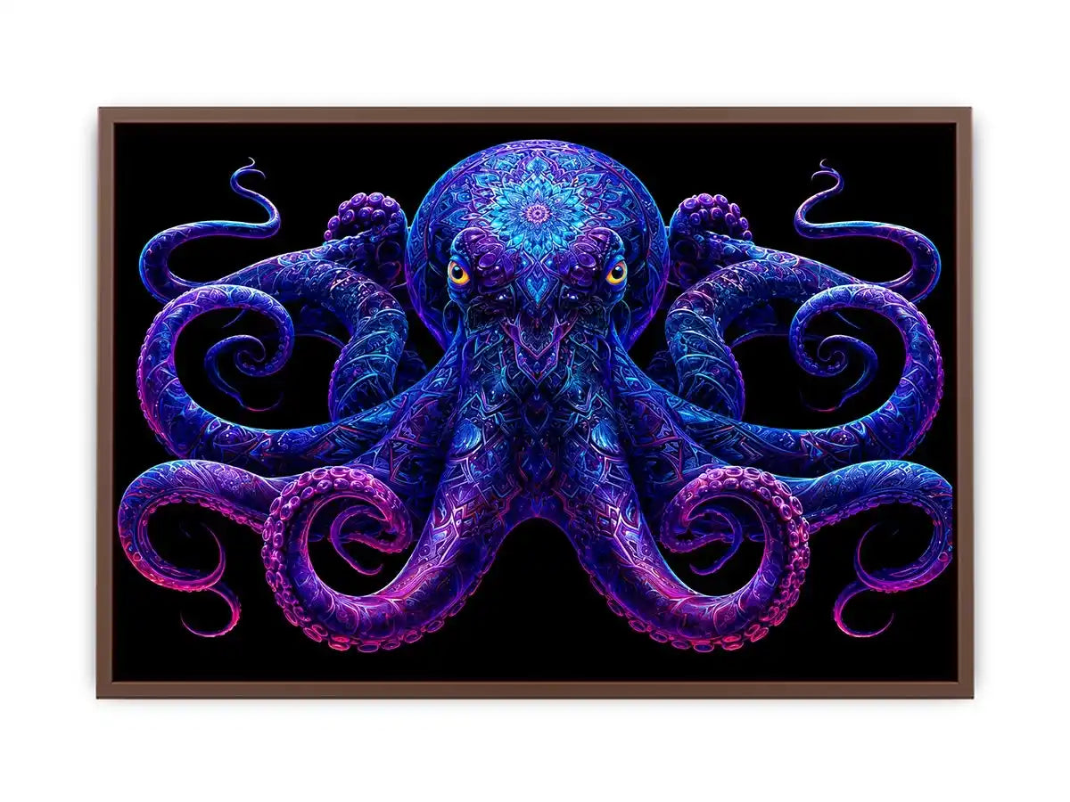   glowing octopus canvas art
