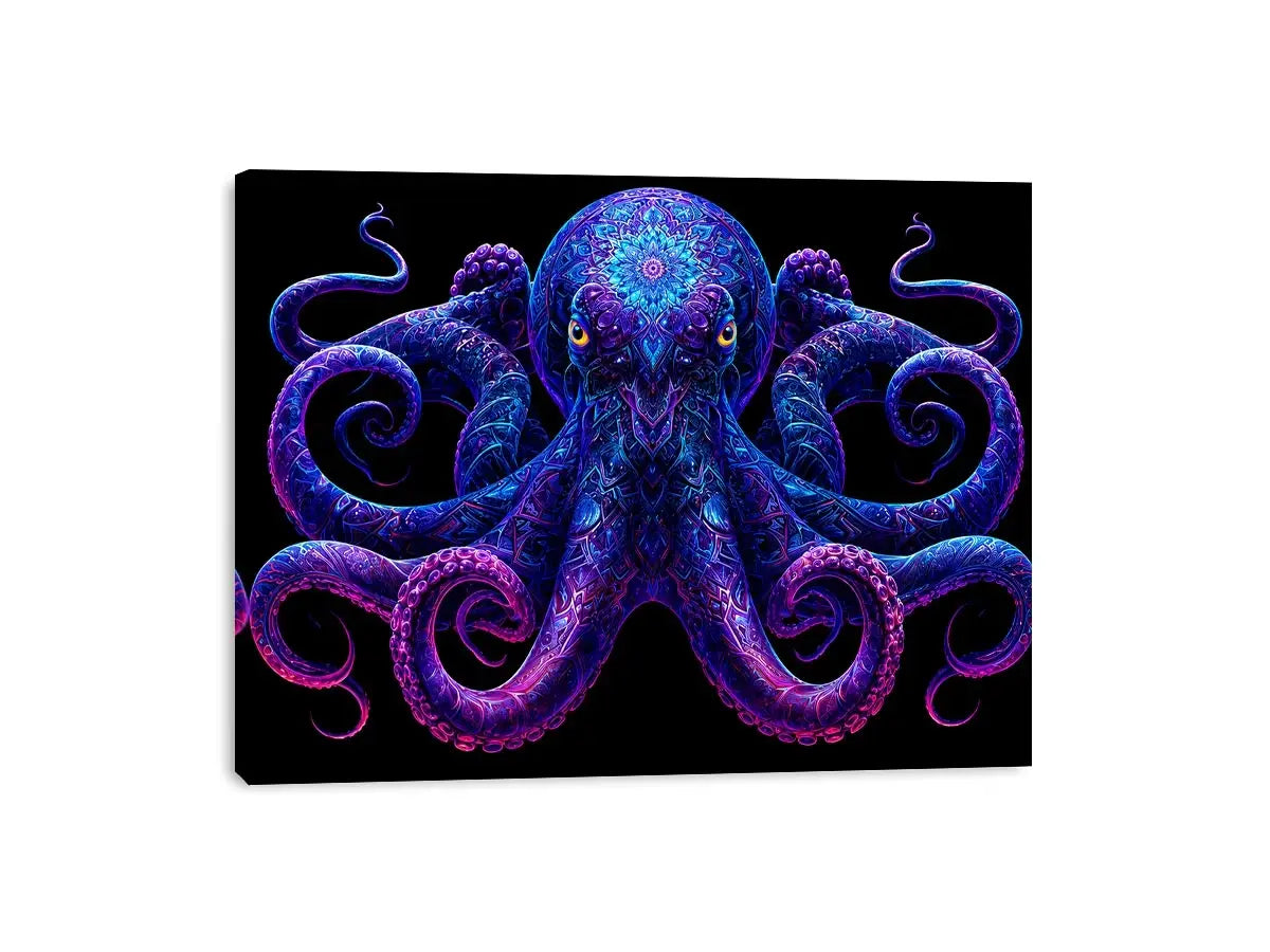   glowing octopus canvas art