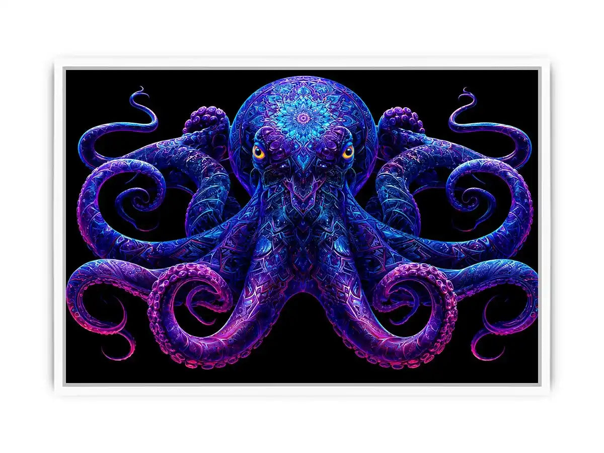   glowing octopus canvas art