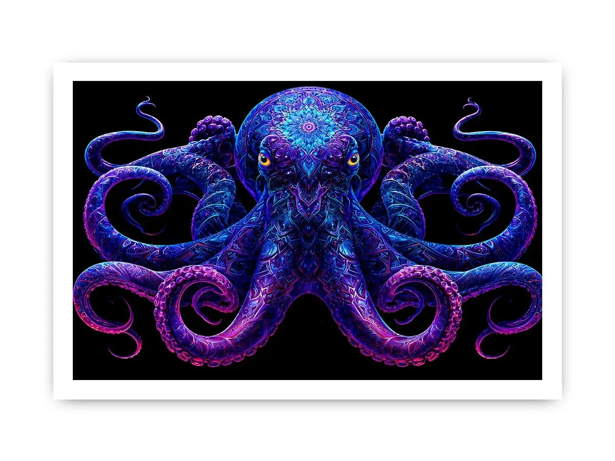   glowing octopus canvas art