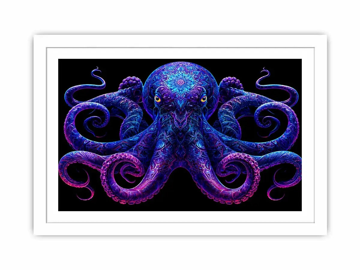   glowing octopus canvas art