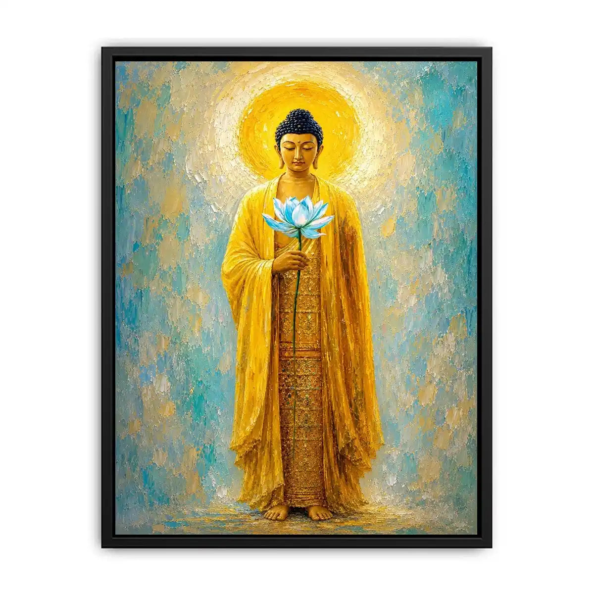   golden buddha lotus canvas print