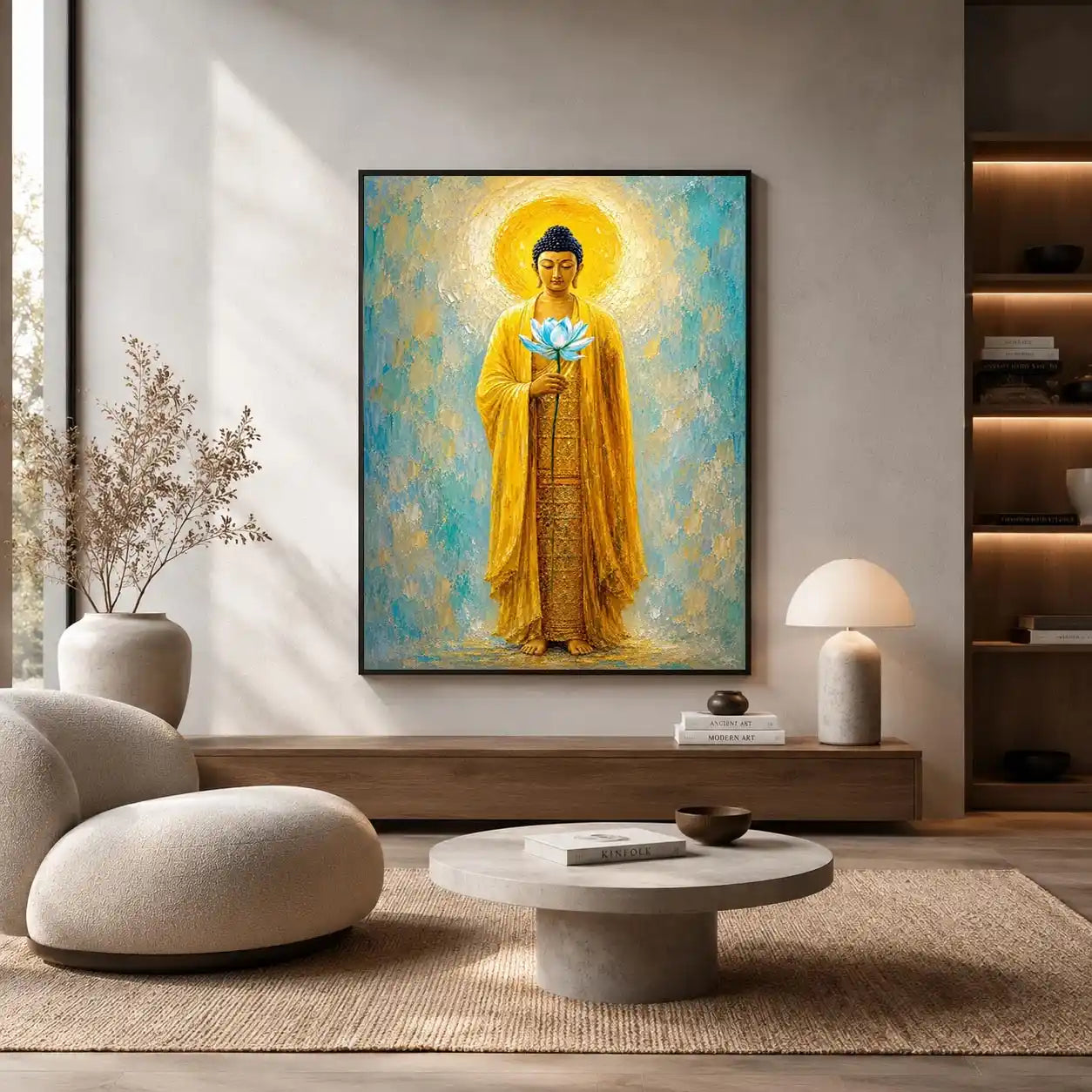   golden buddha lotus canvas print