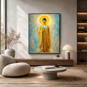   golden buddha lotus canvas print