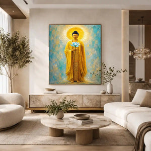   golden buddha lotus canvas print