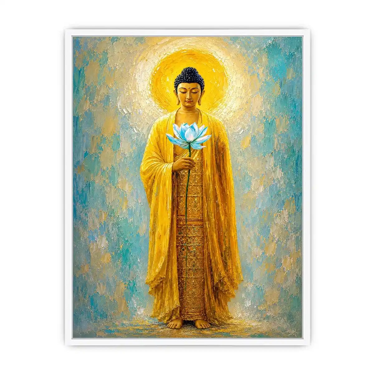   golden buddha lotus canvas print