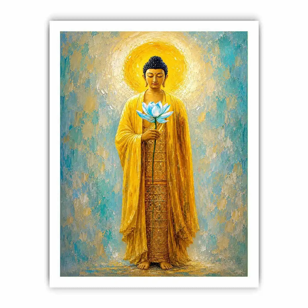   golden buddha lotus canvas print